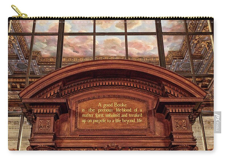 New York Public Library Zip Pouch featuring the photograph A Good Book by Jessica Jenney