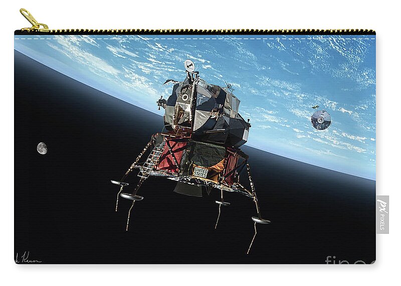 Apollo 9 Zip Pouch featuring the digital art A Hell Of A Ride by Mark Karvon