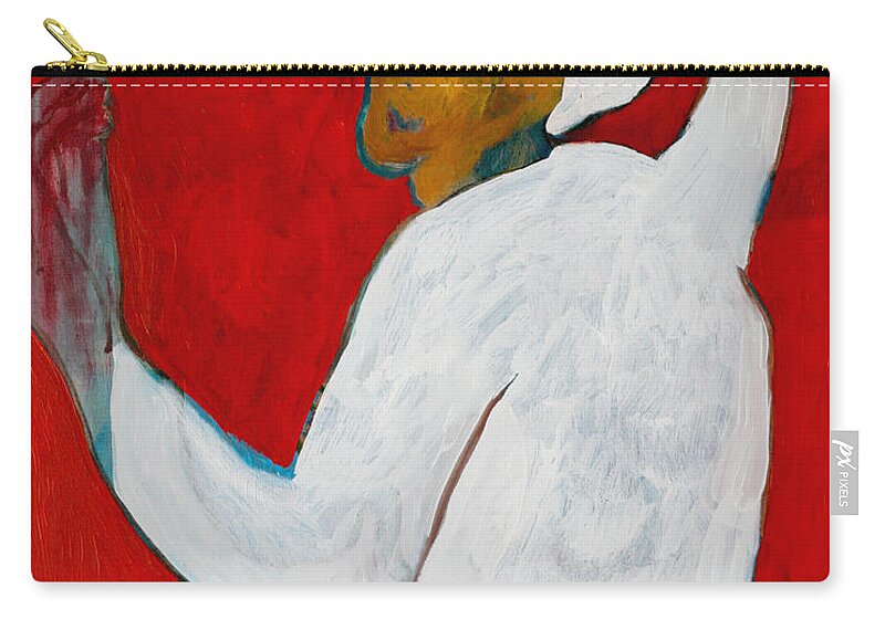 Red Zip Pouch featuring the painting A man being attacked by Edgeworth Johnstone