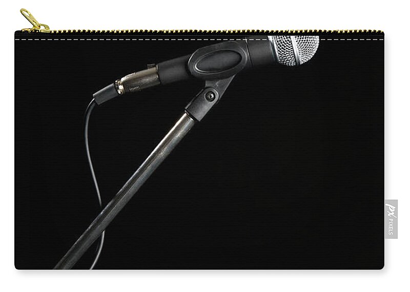 Microphone Stand Zip Pouch featuring the photograph A Microphone by Antenna