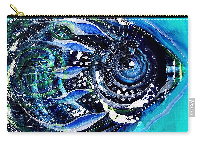 Fish Zip Pouch featuring the painting A new Breed in Blues by J Vincent Scarpace