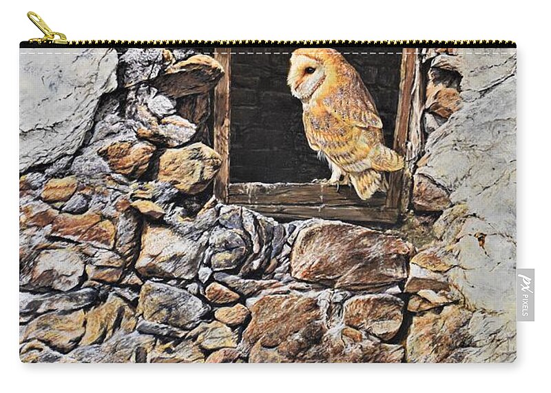 Barn Owl Zip Pouch featuring the painting A New Home Barn Owl by Alan M Hunt