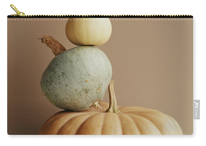 Gourd Zip Pouch featuring the photograph A Pumpkin And Two Gourds by Victoria Pearson