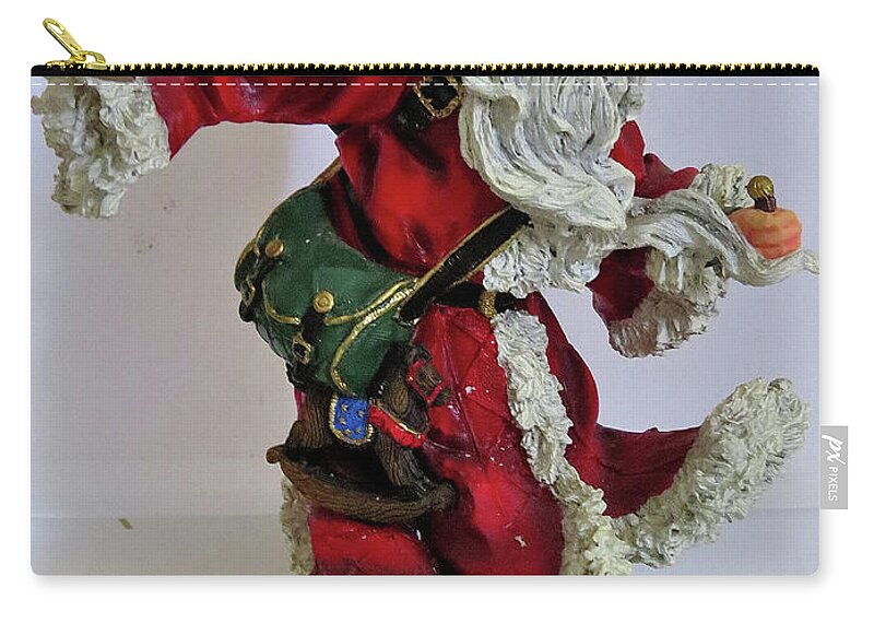 Santa Claus Zip Pouch featuring the photograph A Right Jolly Old Elf by Linda Stern