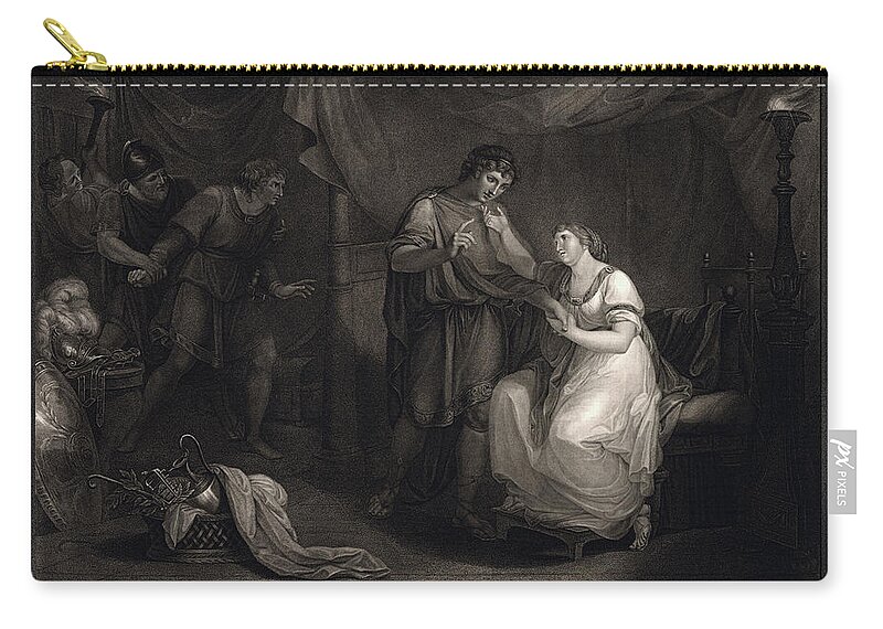 A Scene From Troilus And Cressid Carry-all Pouch featuring the painting A Scene from Troilus and Cressid by Angelika Kauffmann and engraver Luigi Schiavonetti by Rolando Burbon