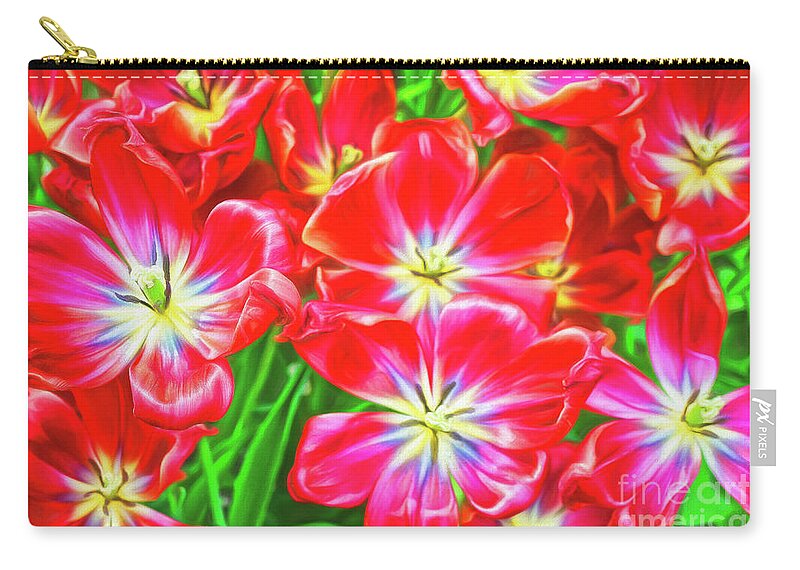 Tulips Zip Pouch featuring the photograph A Sea of Brilliant Red Tulips by Sue Melvin