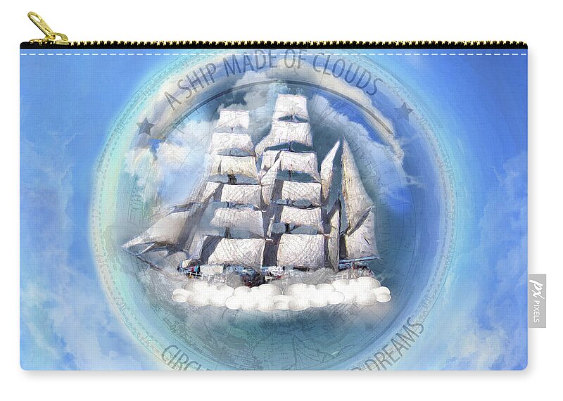 Clouds Zip Pouch featuring the mixed media A Ship Made of Clouds by Colleen Taylor