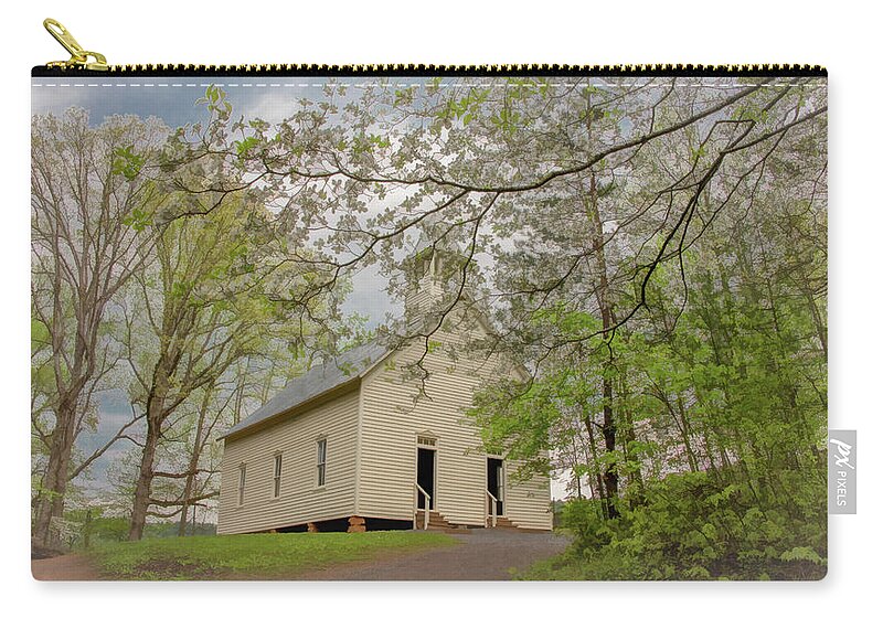 Cades Cove Zip Pouch featuring the photograph A Soft, Misty, Dogwood Kind of Morning by Marcy Wielfaert