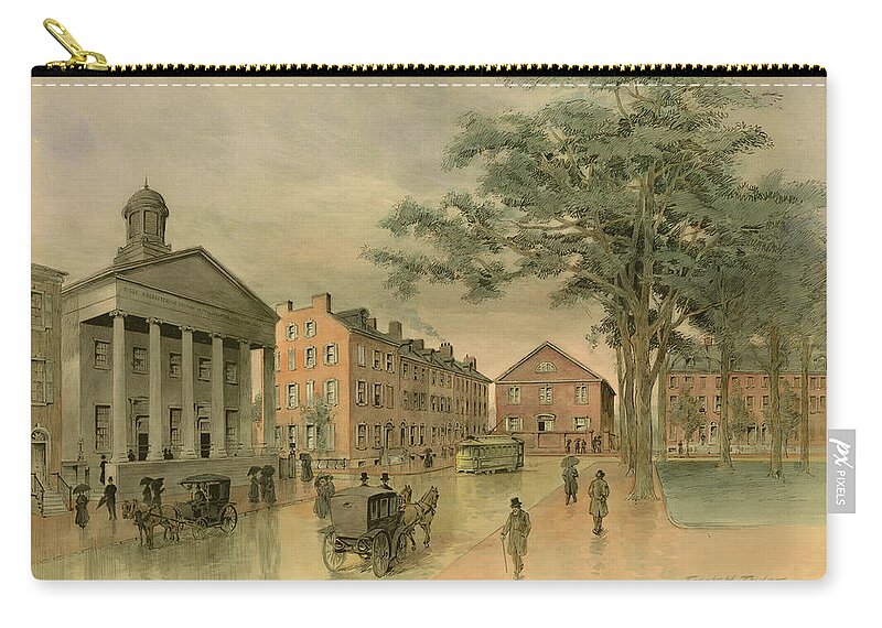 Taylor Zip Pouch featuring the painting A Southwestern View of Washington Square by Frank Hamilton Taylor