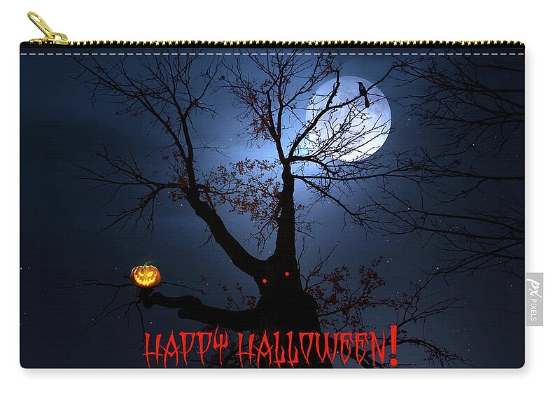 Halloween Zip Pouch featuring the digital art A Spooky Halloween Greeting by Mark Andrew Thomas