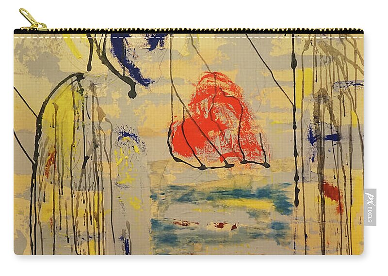 Heart Zip Pouch featuring the mixed media A thousand miles of sand and sea by Giorgio Tuscani