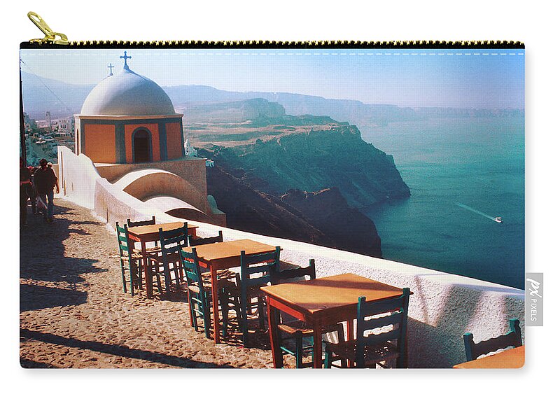 Greece Zip Pouch featuring the photograph A View from Firostefani by Yuri Lev