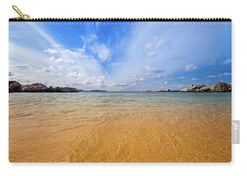 Tranquility Zip Pouch featuring the photograph A View Of The Caribbean Sea From The by Lotus Carroll