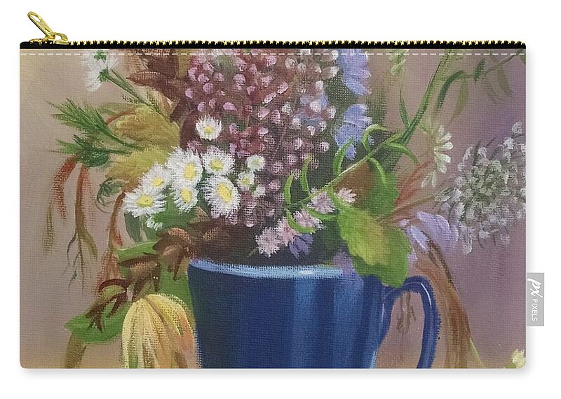Wild Flowers Zip Pouch featuring the painting A Wild Bunch by Helian Cornwell