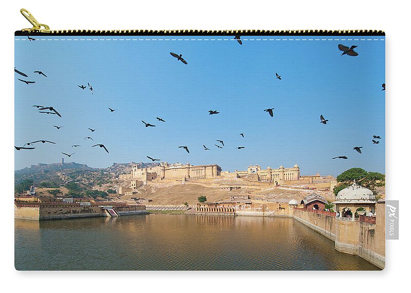 Tranquility Zip Pouch featuring the photograph Aamer Fort by Nipun Srivastava. Travel Photographer, Writer, Motorcycle Ma