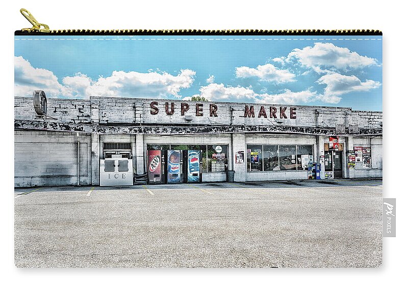 Abandoned Places Zip Pouch featuring the photograph Abandoned Super Market by Sharon Popek
