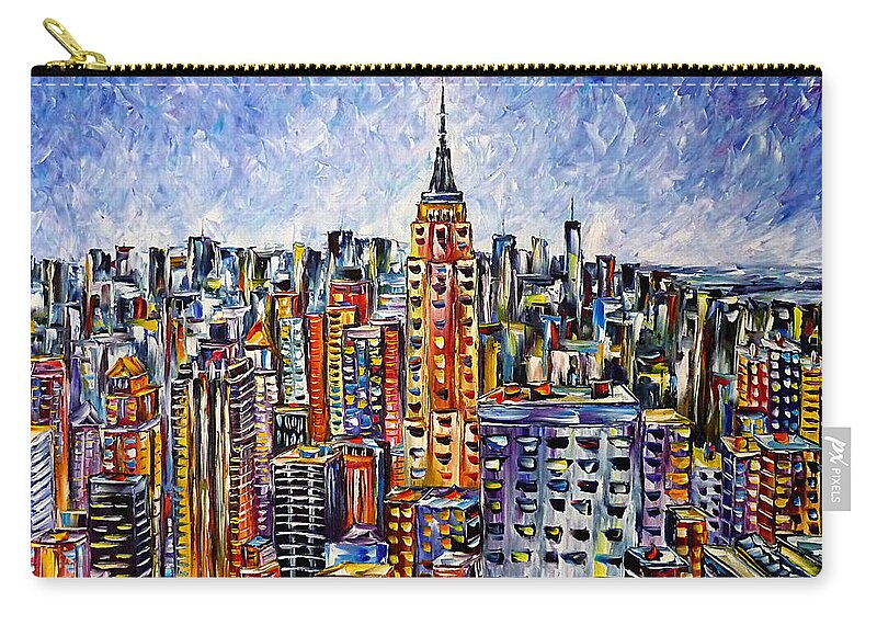 I Love New York Carry-all Pouch featuring the painting Above New York by Mirek Kuzniar