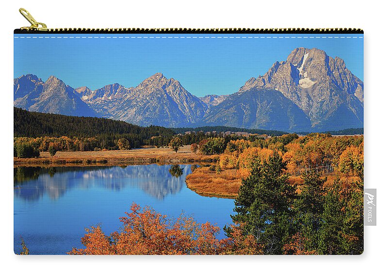 Oxbow Bend Zip Pouch featuring the photograph Above the Oxbow by Greg Norrell