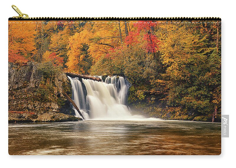 Abrams Falls Zip Pouch featuring the photograph Abrams Falls Autumn by Greg Norrell