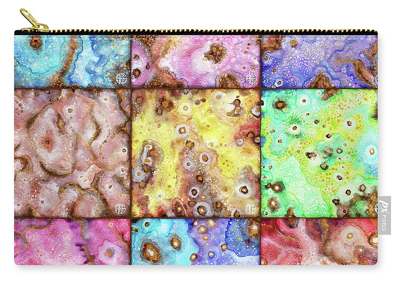 Abstract Zip Pouch featuring the painting Abstract A Patchwork 1 by Amy E Fraser