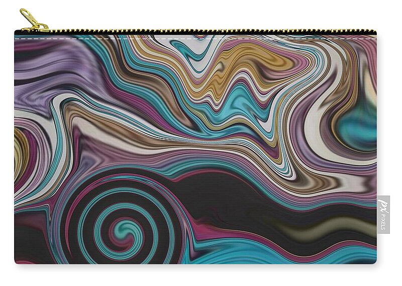 Abstract Zip Pouch featuring the painting Abstract Art - Colorful Fluid Painting Marble Pattern Colorful by Patricia Piotrak