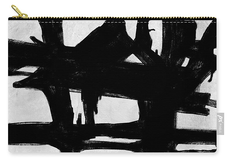 Black And White Zip Pouch featuring the painting Abstract Black and White No.24 by Naxart Studio