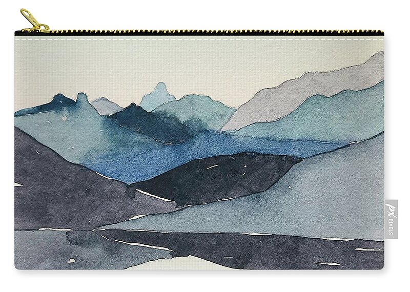 Blue Zip Pouch featuring the painting Abstract Blue Hills by Luisa Millicent