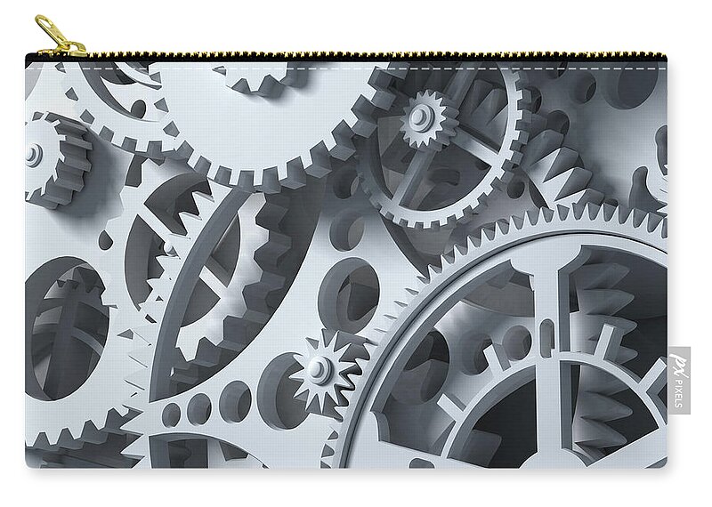 Manufacturing Equipment Zip Pouch featuring the photograph Abstract Clockwork by Inok