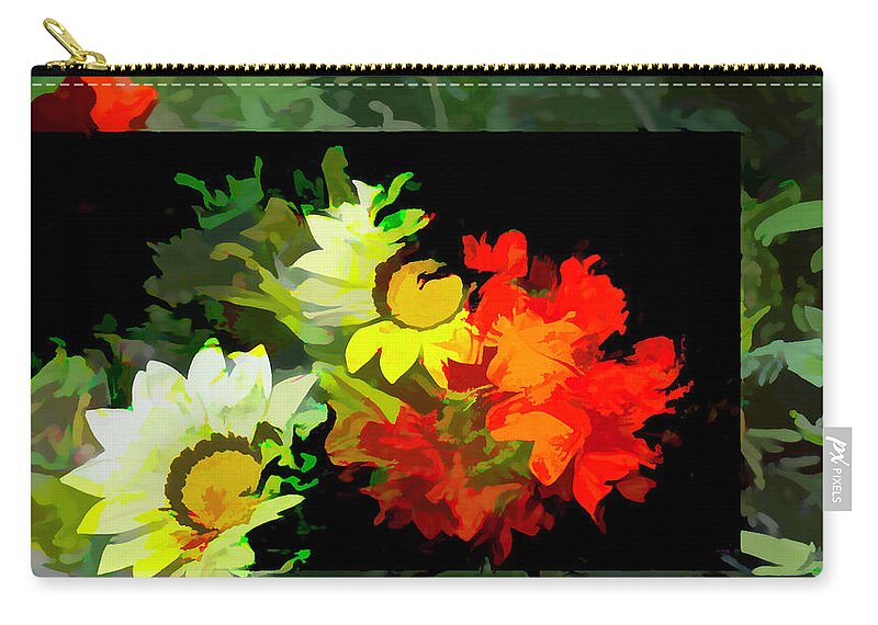 Flowers Zip Pouch featuring the digital art Abstract flowers presentation by Cathy Anderson