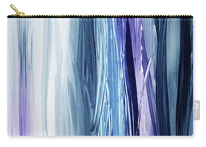 Waterfall Zip Pouch featuring the painting Abstract Flowing Waterfall Lines III by Irina Sztukowski