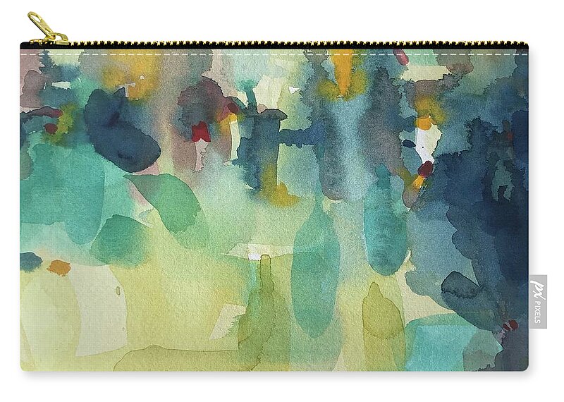 Abstract Zip Pouch featuring the painting Abstract Greens and Blues by Luisa Millicent