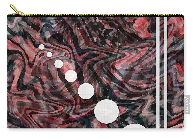 Abstract Zip Pouch featuring the mixed media Abstract Painting - Flow 2 - Fluid Painting - Red, Black Abstract - Geometric Abstract - Marbling 2 by Studio Grafiikka