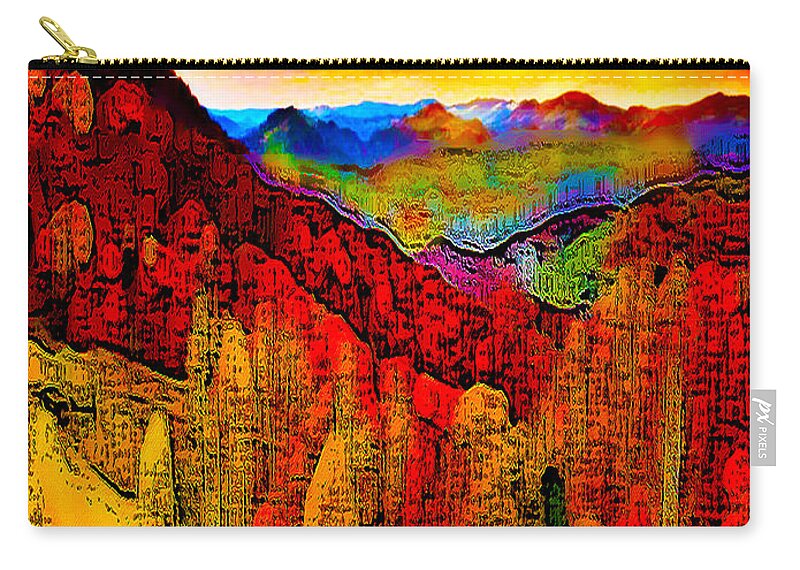 Abstract Landscape Zip Pouch featuring the digital art Abstract Scenic 3a by Bruce IORIO