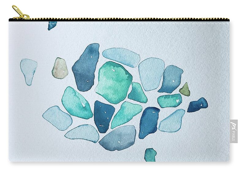 Sea Zip Pouch featuring the painting Abstract Sea Glass by Luisa Millicent