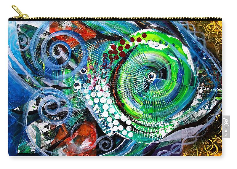 Fish Zip Pouch featuring the painting AcidFish, 104 by J Vincent Scarpace