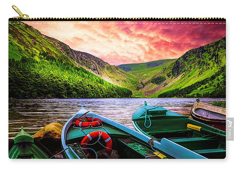 Boats Zip Pouch featuring the photograph Admiring the Beauty in the Fading Light by Debra and Dave Vanderlaan