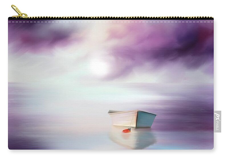 Adrift On Purple Waters Zip Pouch featuring the painting Adrift on Purple Waters by Mark Taylor