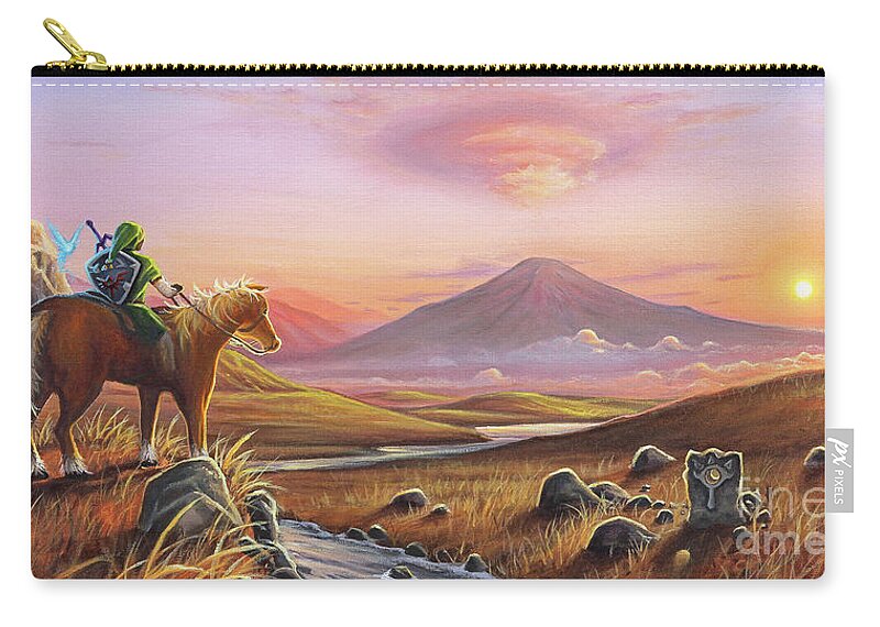 Legend Of Zelda Zip Pouch featuring the painting Adventure Awaits by Joe Mandrick
