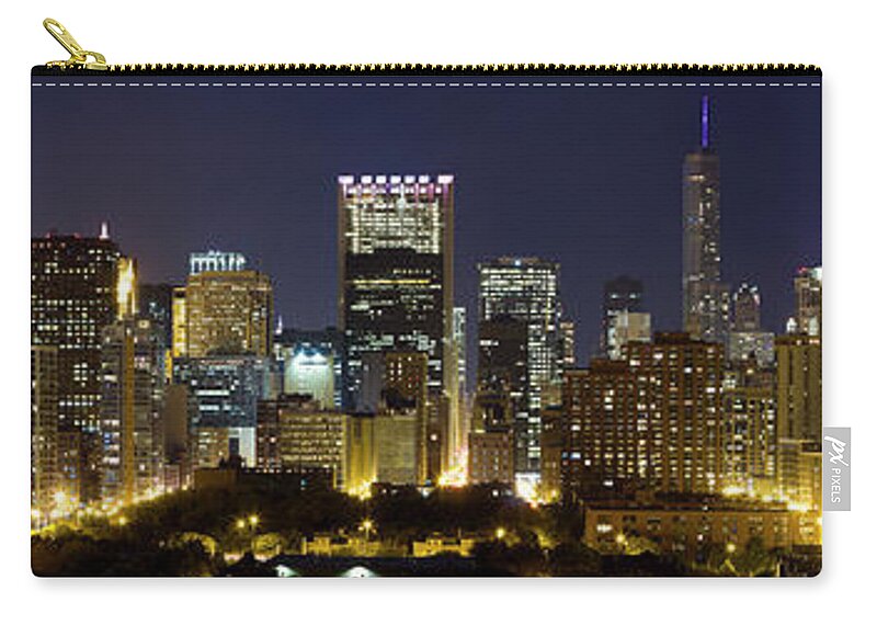 Scenics Zip Pouch featuring the photograph Aerial Panoramic View Of Chicago by Chrisp0