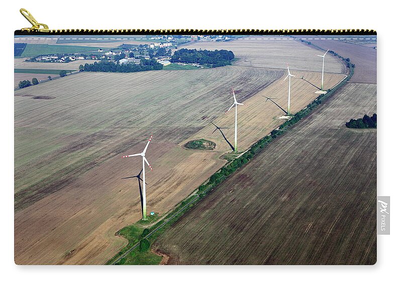 Environmental Conservation Zip Pouch featuring the photograph Aerial Photo Of Wind Farm by Dariuszpa
