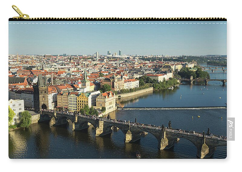 Tranquility Zip Pouch featuring the photograph Aerial View Of Charles Bridge Over The by Buena Vista Images