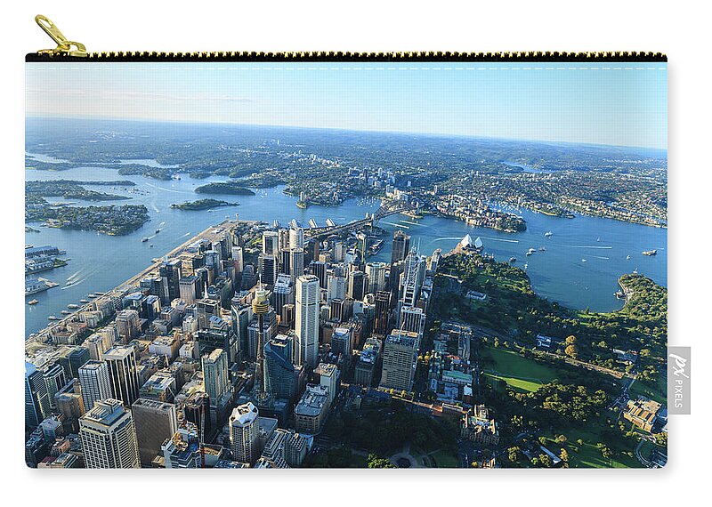 Shadow Zip Pouch featuring the photograph Aerial View Of Downtown Sydney by Btrenkel