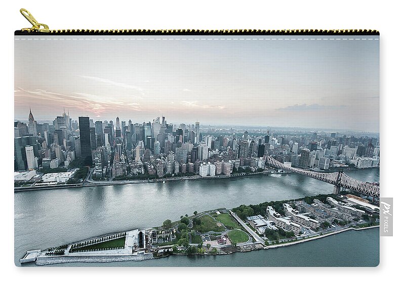 Tranquility Zip Pouch featuring the photograph Aerial View Roosevelt Island - Four by Keith Sherwood