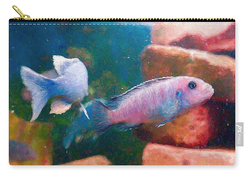 African Cichlid Zip Pouch featuring the digital art African Cichlid Art Painterly by Don Northup