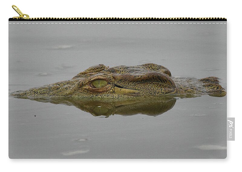 Croc Zip Pouch featuring the photograph African Crocodile by Ben Foster