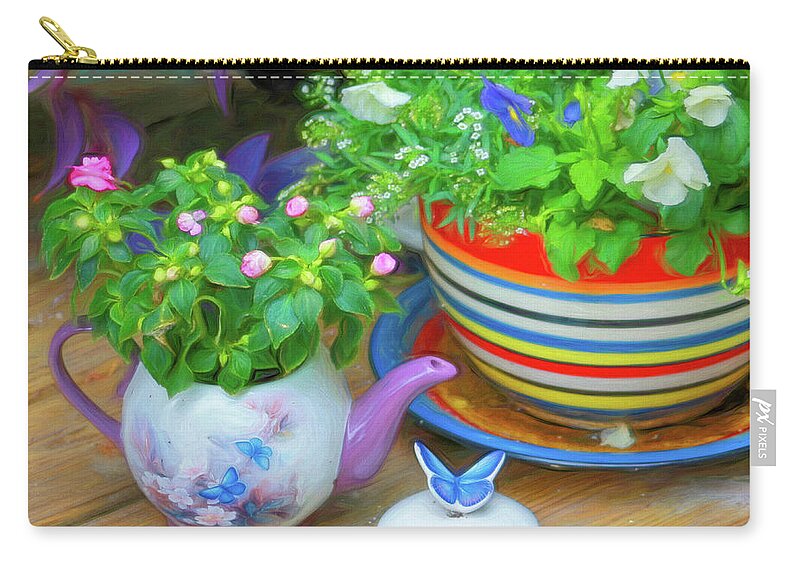 Flowers Zip Pouch featuring the digital art Afternoon Blooms by Susan Hope Finley