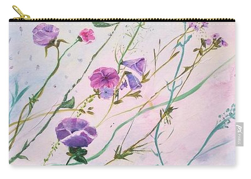 Flowers Zip Pouch featuring the painting Against All Odds III by Deborah Naves