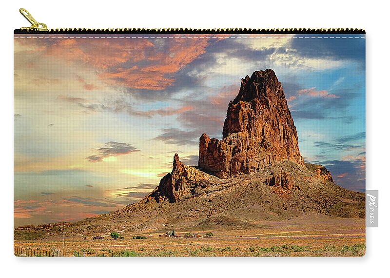 Arizona Zip Pouch featuring the photograph Agathla Peak by G Lamar Yancy