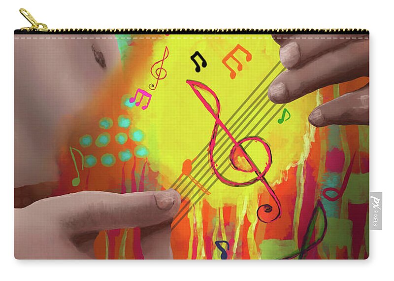 Yellow Zip Pouch featuring the digital art Air Guitar by April Burton