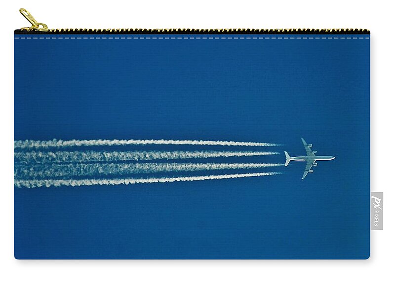 Clear Sky Zip Pouch featuring the photograph Airplane In Sky by Anuma Bhattarai